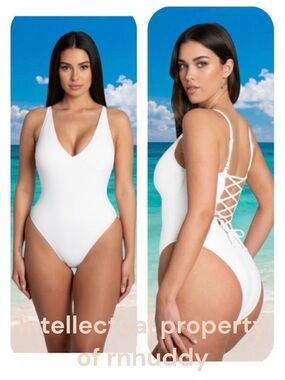 NWT TA3 XL white Brazilian Plungey shapewear mega sculpting swimsuit